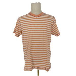 Robert Graham Short Sleeve V-Neck T-Shirt HAWKSBILL Orange White Stripe M